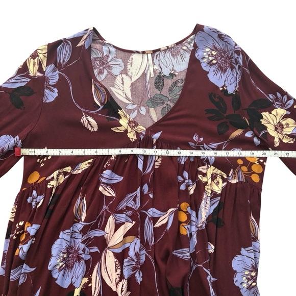 Free People Floral Blouse Tunic in Burgundy and Lavender - Picture 9 of 10